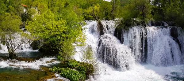 Vista Cascadas Sobre Río Una Bosnia Herzegovina — Foto de Stock