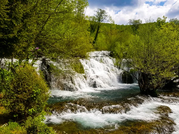 Vista Cascadas Sobre Río Una Bosnia Herzegovina — Foto de Stock