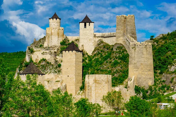 View Medieval Fortress Danube River Golubac Serbia — Stock Photo, Image