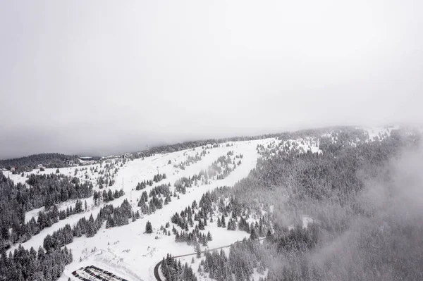 Drone Widok Góry Śnieżnej Zimie — Zdjęcie stockowe