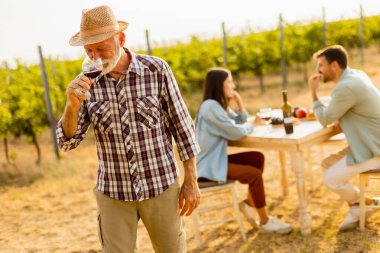 Yeşillik sarmaşıkların arasında, üç arkadaş keyifli bir öğleden sonra geçirir, şarabın ve sohbetin tadını çıkarırlar, doğanın güzellikleriyle çevrelenmiş bir şekilde. 