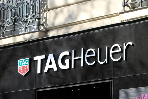 stock image Detail from TAG Heuer store in Paris, France. It is a Swiss luxury watchmaker founded in 1860.