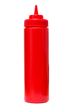 Ketçap şişesi şeffaf arkaplanda izole edilmiş.