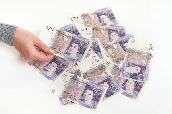stock image Closeup woman hands counting UK pounds. Concept Finance Business Investment Success