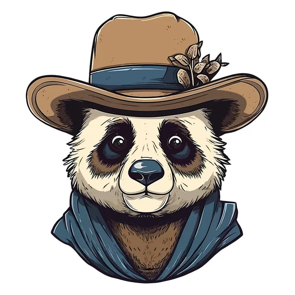 Illustration Cute Panda Coat Hat Shirt Design Vector — Stock Vector