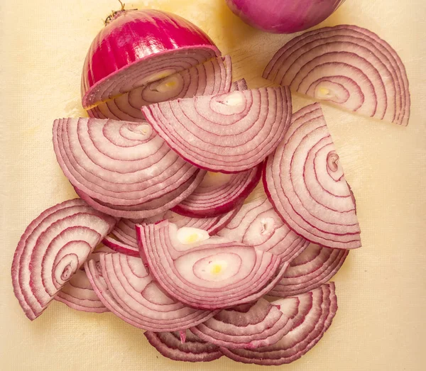 Cut Red Onion White Board — Stock Photo, Image