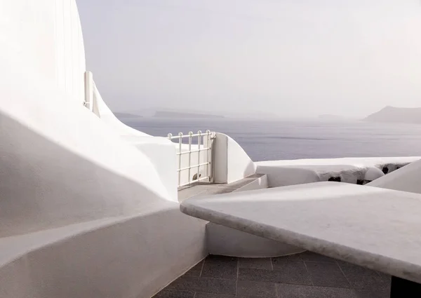 Санторіні Греція Острівний Пейзаж Сонячний День — стокове фото