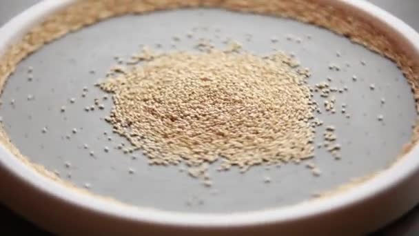 Närbild Quinoa Visar Upp Dess Struktur — Stockvideo