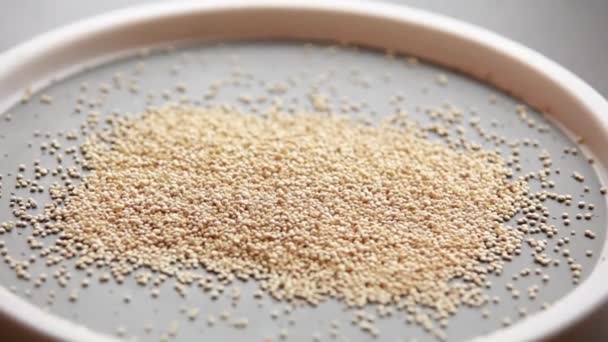 Close Zicht Quinoa Presentatie Van Textuur — Stockvideo