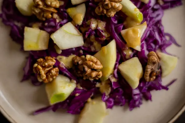 Winter Salad with Red Cabbage, Apple, and Walnuts - Healthy Eating for Weight Loss