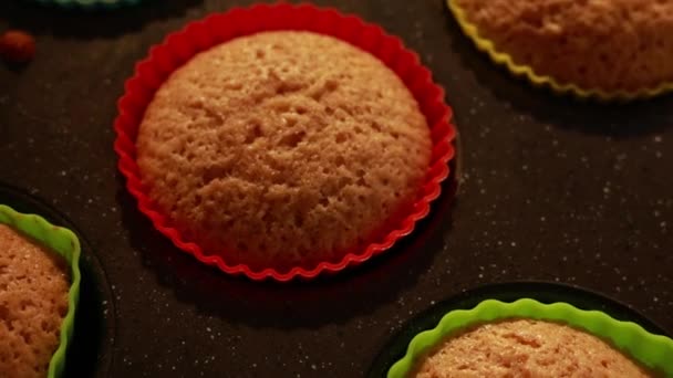 Восхитительные Миндальные Кексы Непреодолимое Наслаждение Пекарней Крупным Планом — стоковое видео