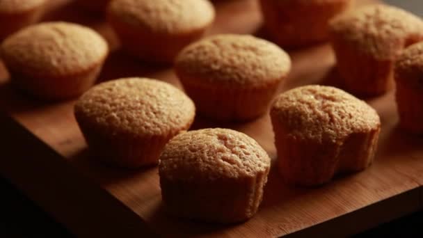 Απολαυστικά Muffins Αμυγδάλου Ακαταμάχητη Ζαχαροπλαστική Close — Αρχείο Βίντεο