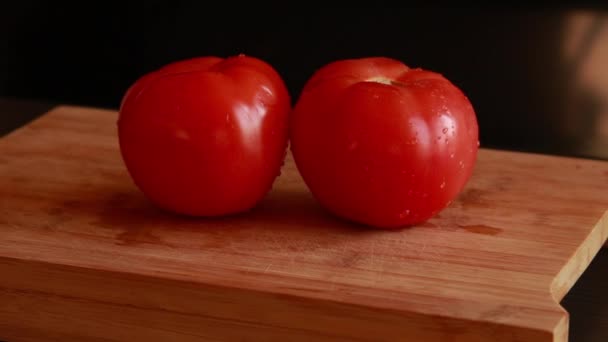 Ekologisk Friskhet Färska Tomater Närbild — Stockvideo