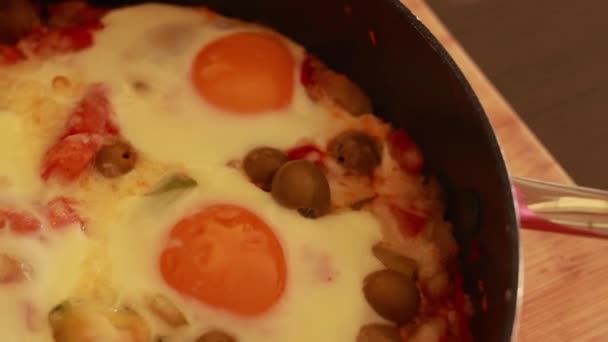 Вкусное Яйцо Вегетарианское Блюдо — стоковое видео