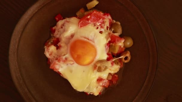 味覚の喜び おいしい卵と野菜料理 — ストック動画