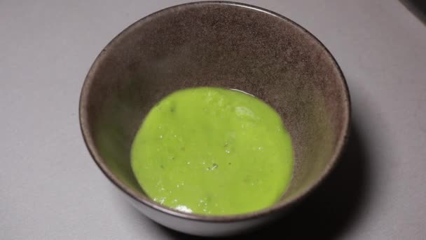 Bondade Vibrante Sopa Ervilha Deliciosa Uma Tigela — Vídeo de Stock