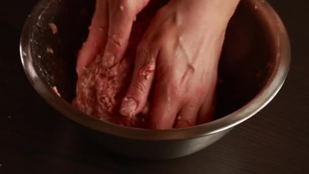 Mulher Mãos Fazendo Carne Picada Perto — Vídeo de Stock