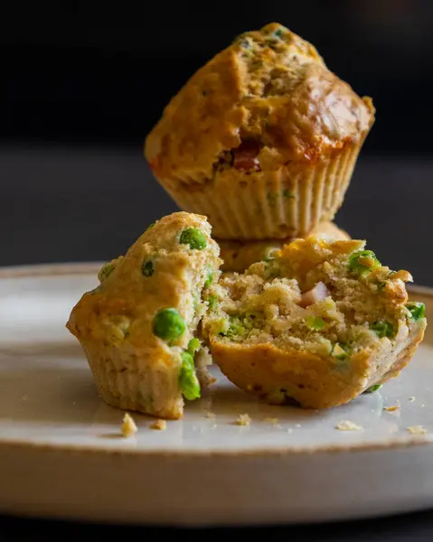 stock image  Healthy Delicious Muffin with Pea and Ham Close-Up