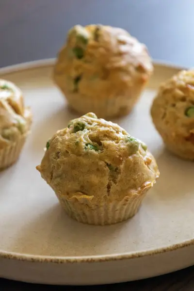 stock image  Healthy Delicious Muffin with Pea and Ham Close-Up