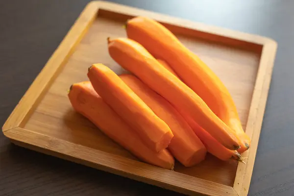 stock image Bunch of Fresh Peeled Carrots on the Table Close-Up