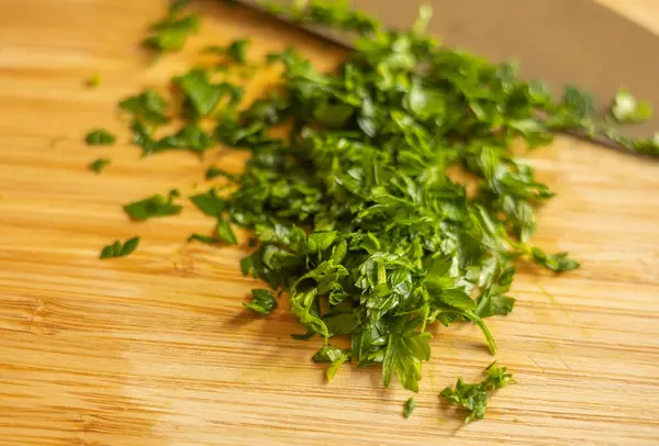 stock image Chopped Parsley on a Cutting Board Close-Up