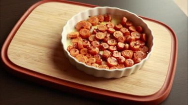 Lezzetli sarımsaklı tereyağlı parmesan havucu Beyaz tepside Mükemmel tatil tabağını yemeye hazır