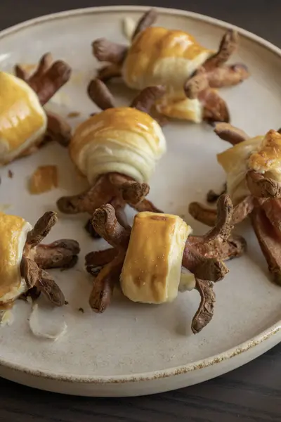 stock image  Halloween Hot Dog Spiders - Delicious Spooky Food Close-Up