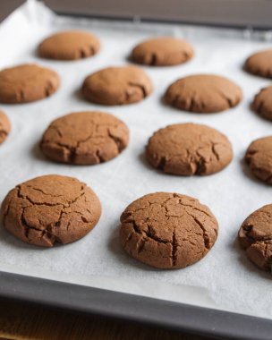 Yeni pişmiş çikolatalı kurabiyeler Noel için mükemmel.