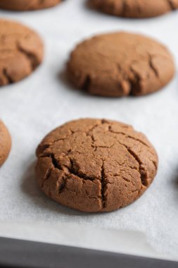 Yeni pişmiş çikolatalı kurabiyeler Noel için mükemmel.