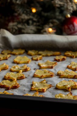 Festive Christmas-Shaped Baked Potato Appetizer clipart