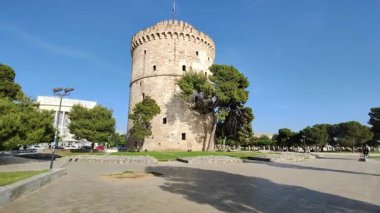 Yunanistan 'daki Selanik' in Beyaz Kulesi 'nin yakın çekimi. Tarihi dönüm noktası