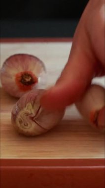 Tahta kesme tahtasındaki soğanları dilimleyip dikey videoyu kapatıyoruz.