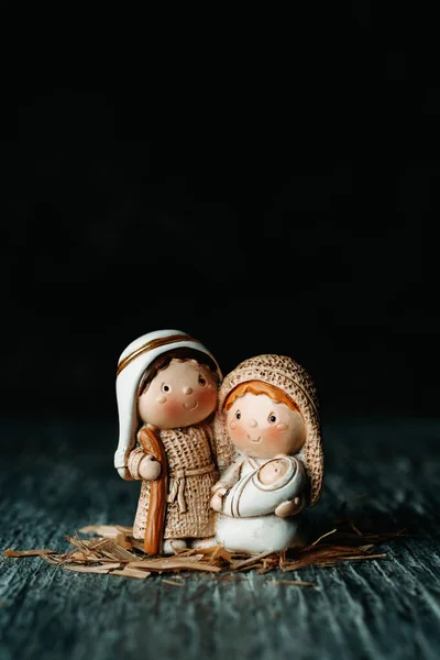 Obraz Świętej Rodziny Świętego Józefa Dziewicy Marii Dzieciątka Jezus Ciemnoszarej — Zdjęcie stockowe