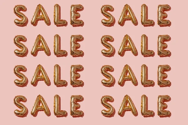 Word Sale Made Some Golden Letter Shaped Balloons Repeated Several — Stock Photo, Image