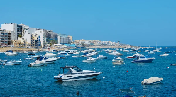 View Salina Bay San Pawl Bahar Malta Many Nautical Vessels — Foto de Stock