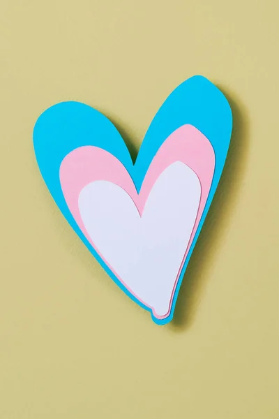 Closeup Heart Colors Transgender Flag Blue Pink White Pale Yellow — Stock Photo, Image
