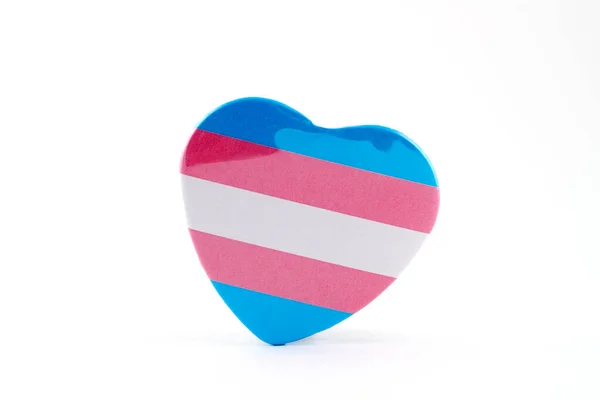 Flaga Transseksualnej Dumy Kształcie Serca Białym Tle — Zdjęcie stockowe