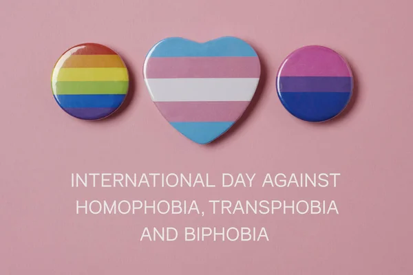Деякі Значки Прапором Гомосексуальної Гордості Трансгендерним Прапором Гордості Бісексуальним Прапором — стокове фото