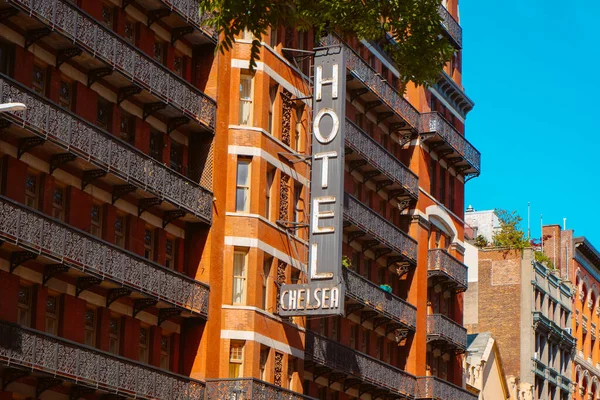 Nowy Jork Usa Maja 2023 Szczegóły Fasady Słynnego Hotelu Chelsea — Zdjęcie stockowe