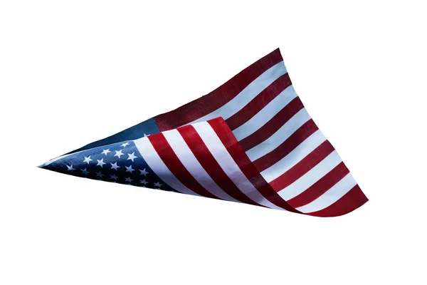Σημαία Των Ηνωμένων Πολιτειών Που Πετά Στον Αέρα Λευκό Φόντο — Φωτογραφία Αρχείου