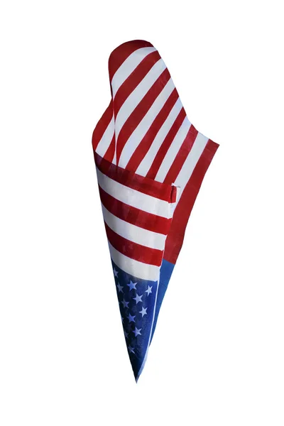 Αμερικανική Σημαία Που Κυματίζει Στον Αέρα Απομονωμένη Λευκό Φόντο — Φωτογραφία Αρχείου