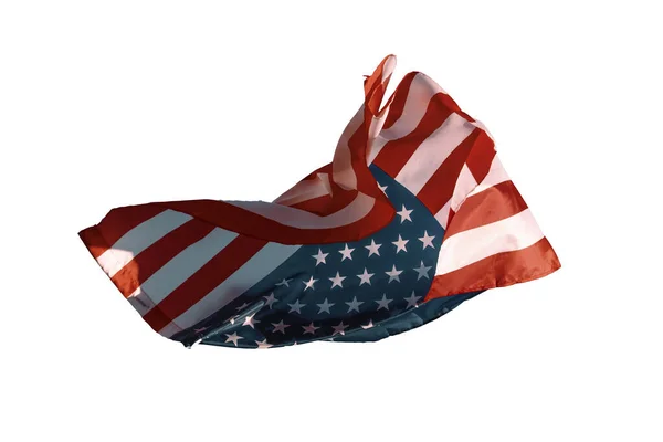 Una Bandiera Americana Onda Sfondo Bianco — Foto Stock