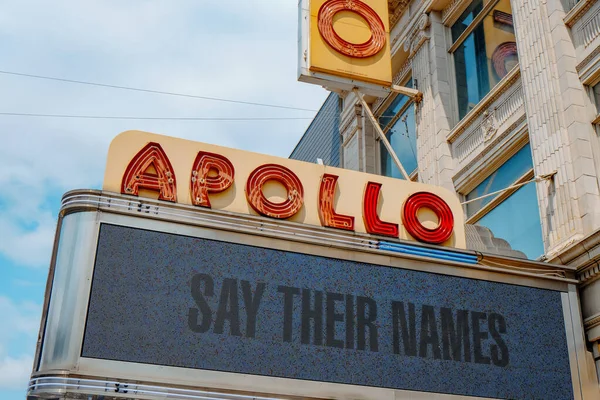 Nova Iorque Estados Unidos Maio 2023 Detalhe Marquise Apollo Theater — Fotografia de Stock