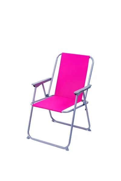 Розовое Складное Пляжное Кресло Белом Фоне — стоковое фото