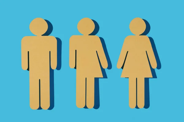 Mavi Arkaplanda Sarı Cinsiyet Ikonu Bir Erkek Cinsiyet Ikonu Bir — Stok fotoğraf