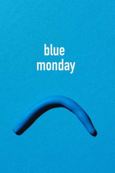 Text Blue Monday Sad Mouth Made Blue Modelling Clay Blue — Stock Photo, Image