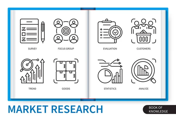 Conjunto Elementos Infografía Investigación Mercado Tendencia Encuesta Estadística Cliente Análisis — Vector de stock