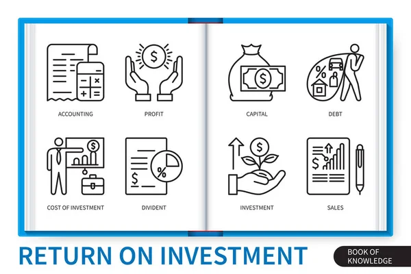 Návratnost Investičního Infografického Prvku Nastavena Účetnictví Investice Dividendy Investiční Náklady — Stockový vektor