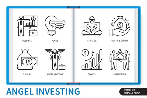 Anděl Investující Infografické Prvky Nastaveny Start Podnikání Rizikový Kapitál Poradenství — Stockový vektor