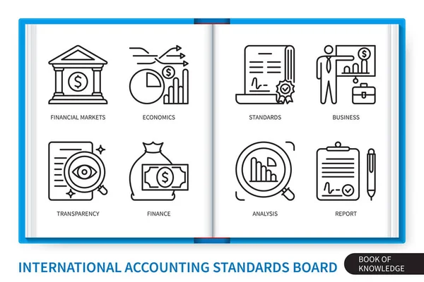 International Accounting Standaarden Board Infographics Elementen Ingesteld Financiële Markten Normen — Stockvector